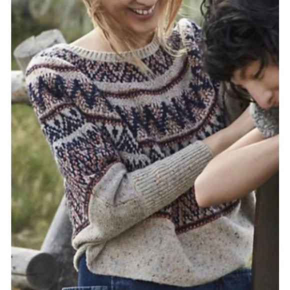 ANTHROPOLOGIE SLEEPING ON SNOW Fair Isle Wool Knit Poncho Sweater Size XS/S - Picture 2 of 11